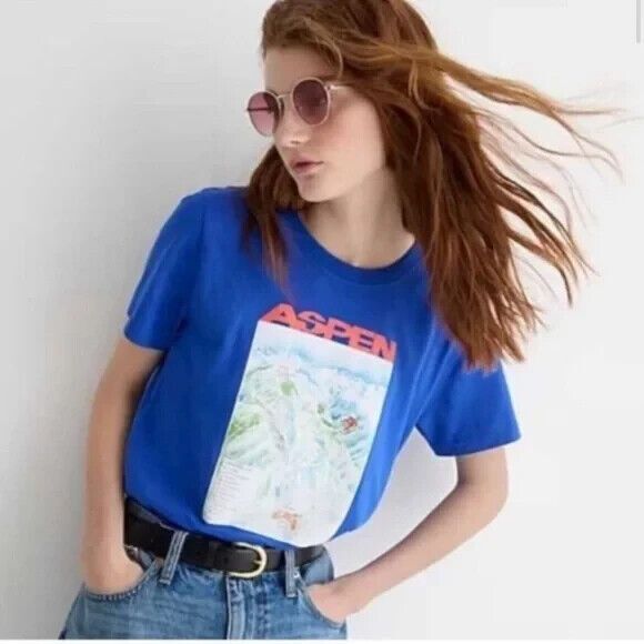J. Crew Small Aspen Broken In Jersey T-Shirt Regal Blue Crewneck Short Sleeve - Picture 1 of 9